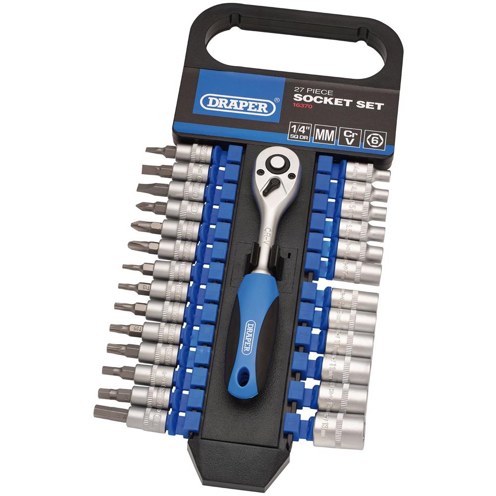 Draper 27 Piece 1/4" Drive Hex Socket and Socket Bit Set Metric 1/4