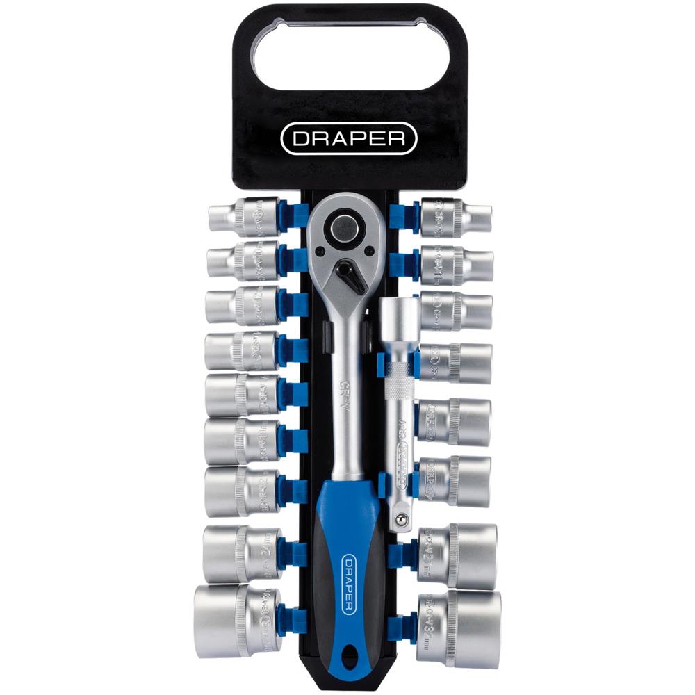 Draper 19 Piece 1/2" Drive Hex Socket Set Metric