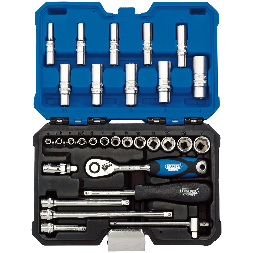 30 Piece 1/4" Drive Hex Socket Set Metric