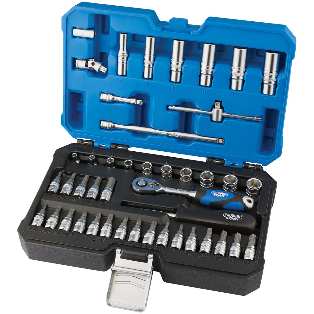 Draper 44 Piece 1/4" Drive Hex Socket and Socket Bit Set 1/4