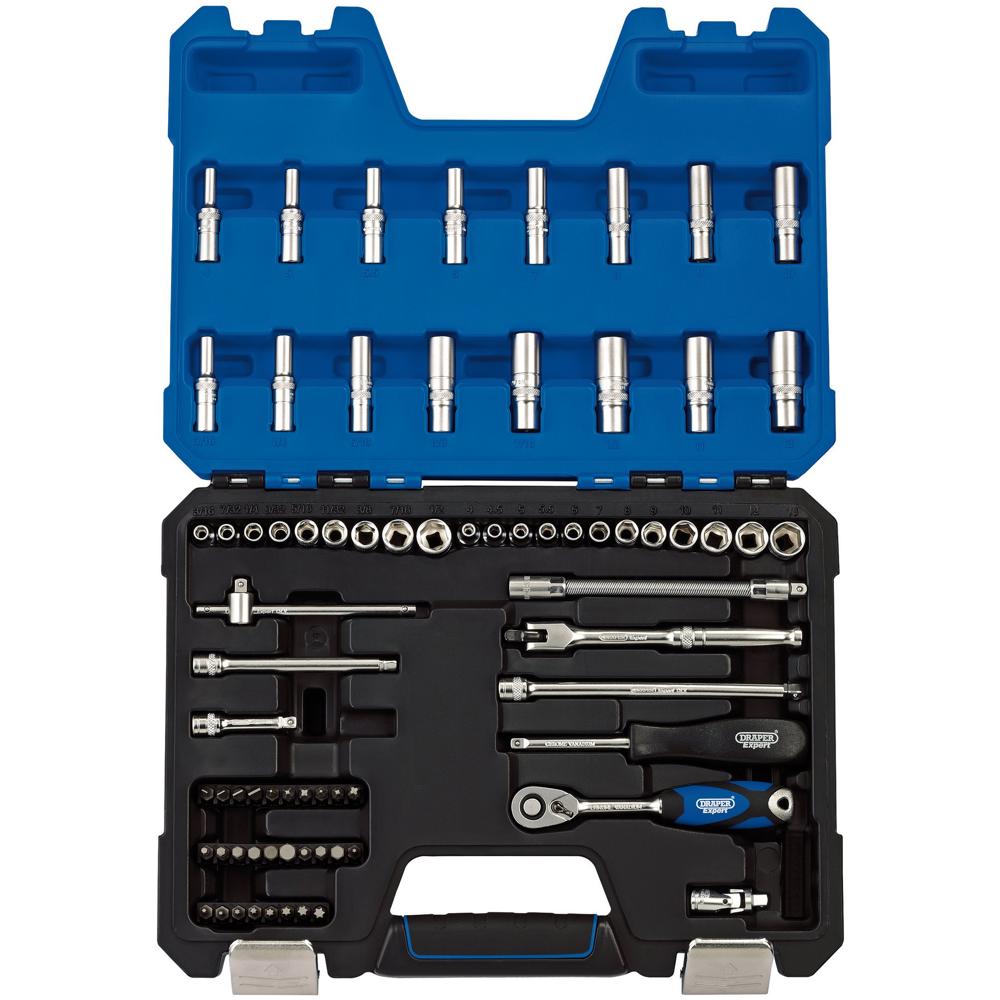 Draper 75 Piece 1/4" Drive Hex Socket Set Metric and Imperial 1/4