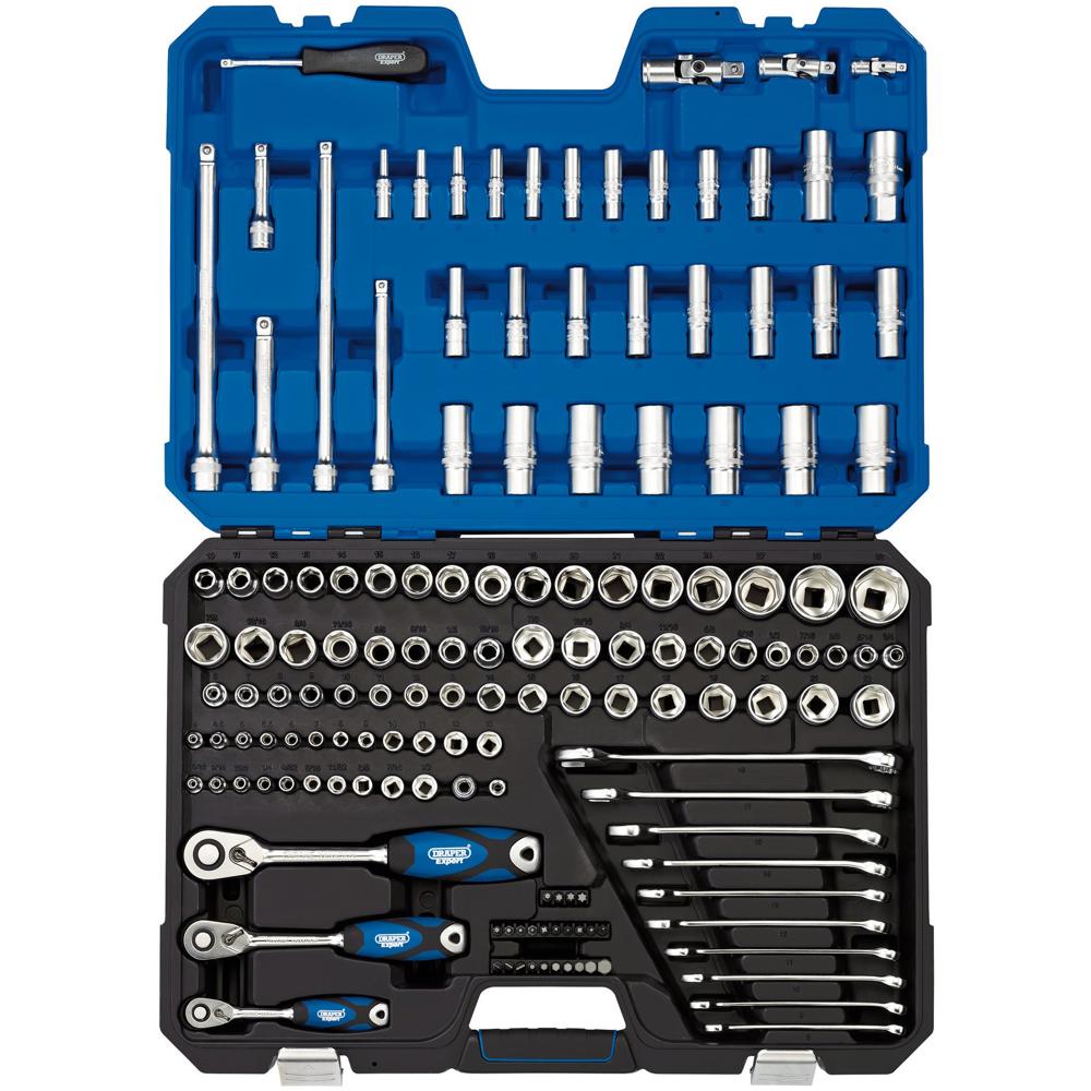 Draper Expert 150 Piece Combination Drive Hex and Bi Hex Socket, Bit and Spanner Set Metric and Imperial Combination