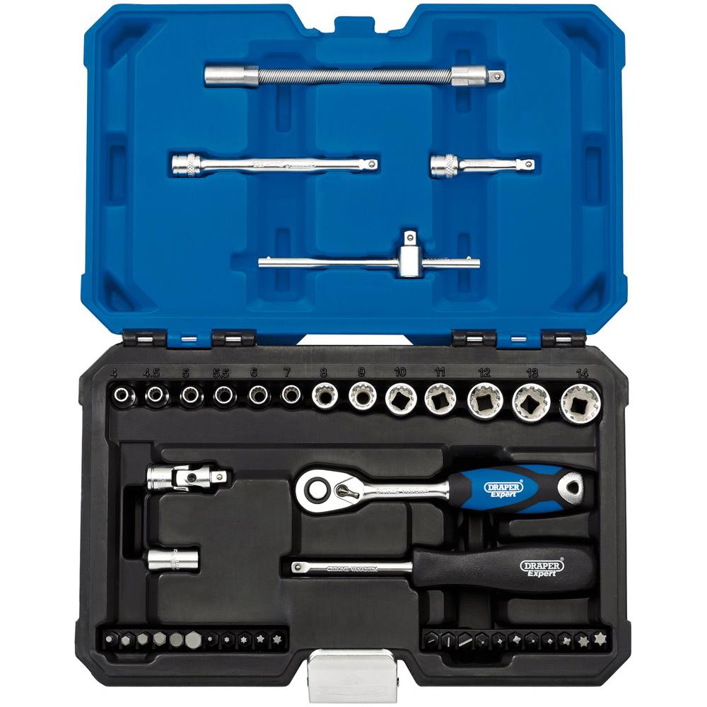 Draper Expert 43 Piece 1/4" Drive Bi Hex Socket and Screwdriver Bit Set Metric 1/4