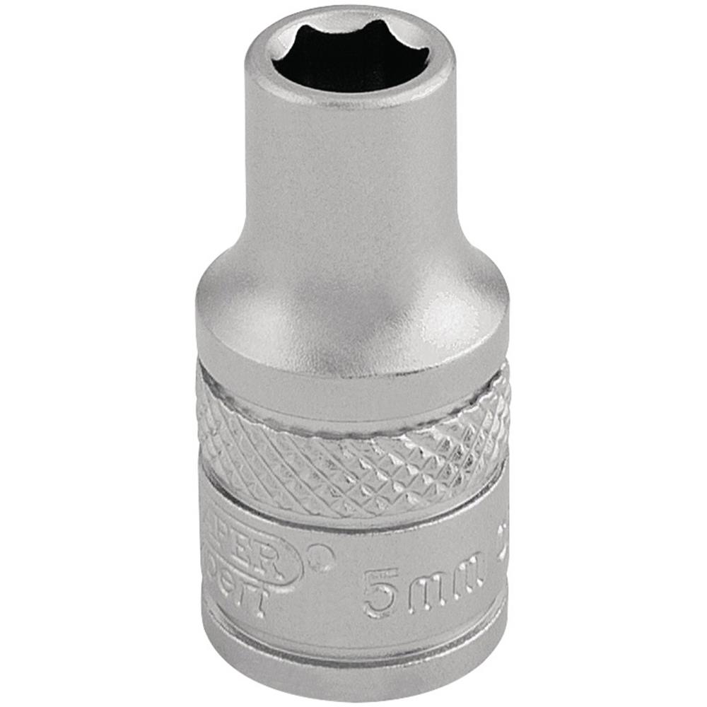 Draper 1/4" Drive Satin Finish Hexagon Socket Metric 1/4" 5mm