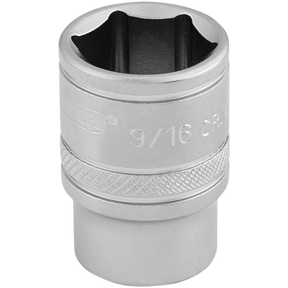 Draper 3/8" Drive Satin Finish Hexagon Socket Imperial 3/8" 9/16