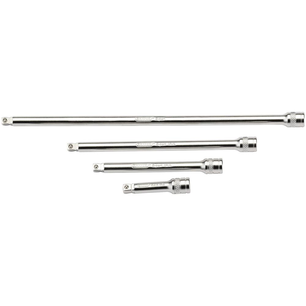 4 Piece 1/4" Square Drive Satin Chrome Wobble Extension Bar Set
