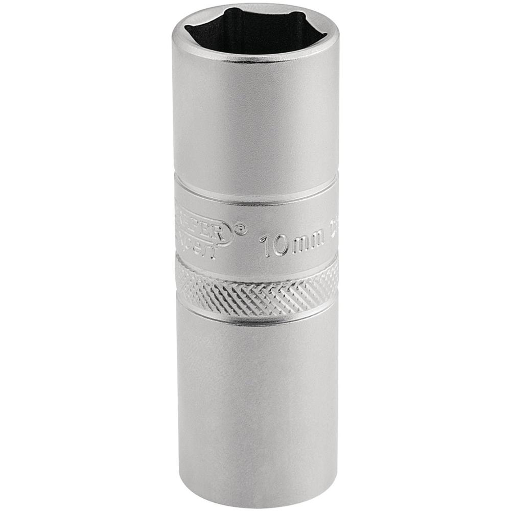 Draper 1/2" Drive Satin Chrome Hexagon Spark Plug Socket 3/8" 10mm