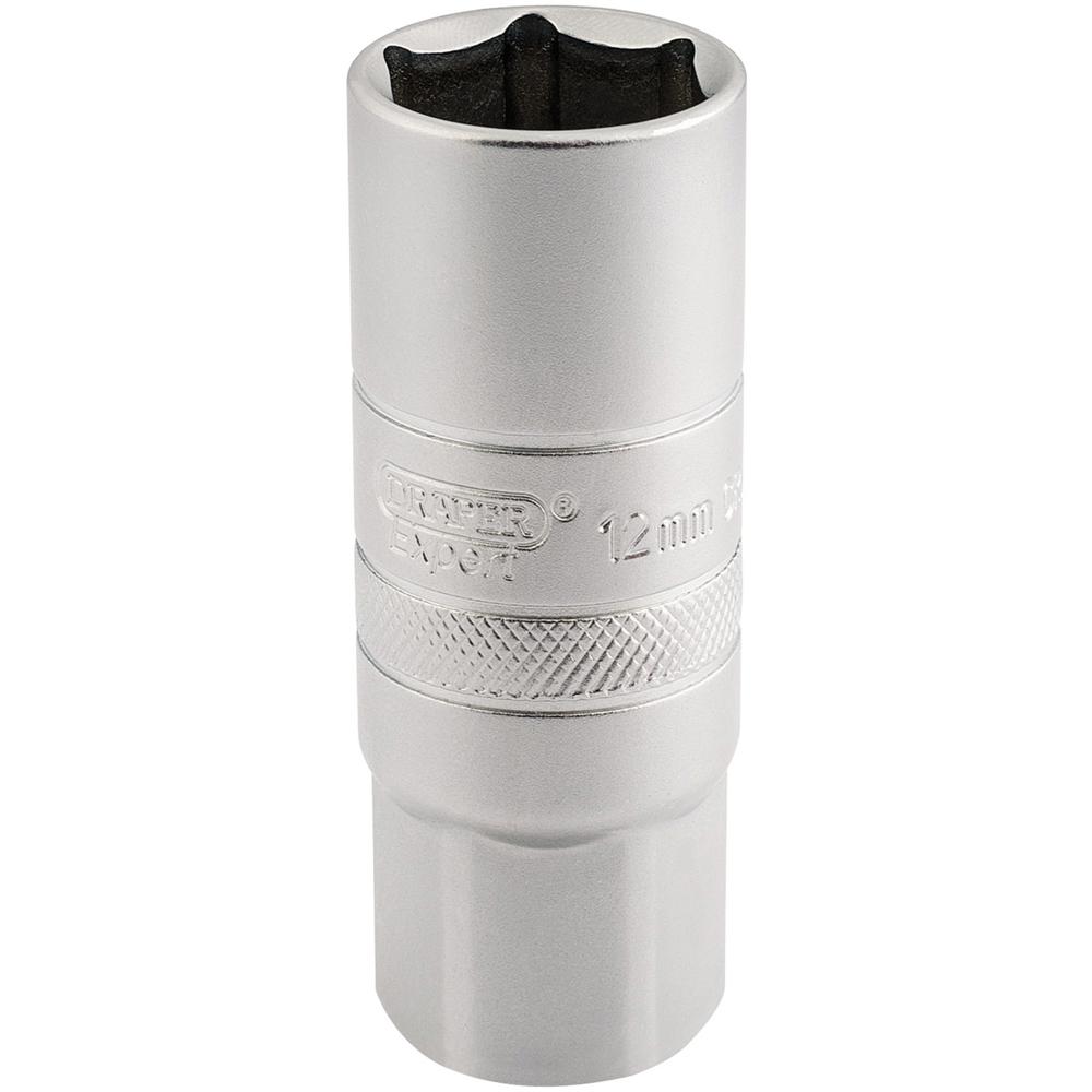 Draper 1/2" Drive Satin Chrome Hexagon Spark Plug Socket 3/8" 12mm