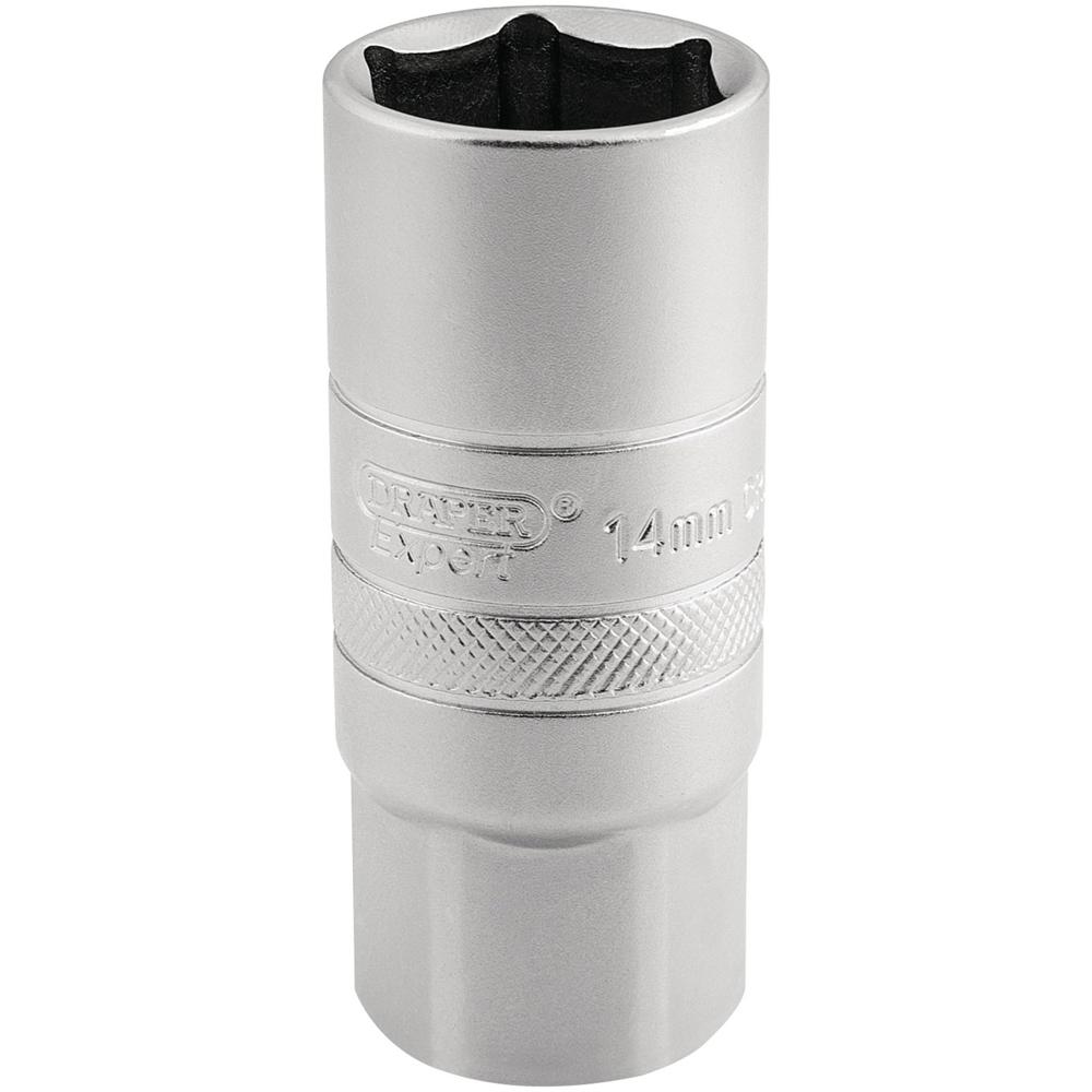 Draper 1/2" Drive Satin Chrome Hexagon Spark Plug Socket 3/8" 14mm