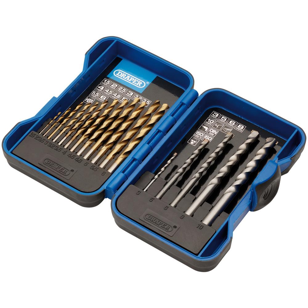 Draper 17 Piece Hss And Masonry Drill Bit Set