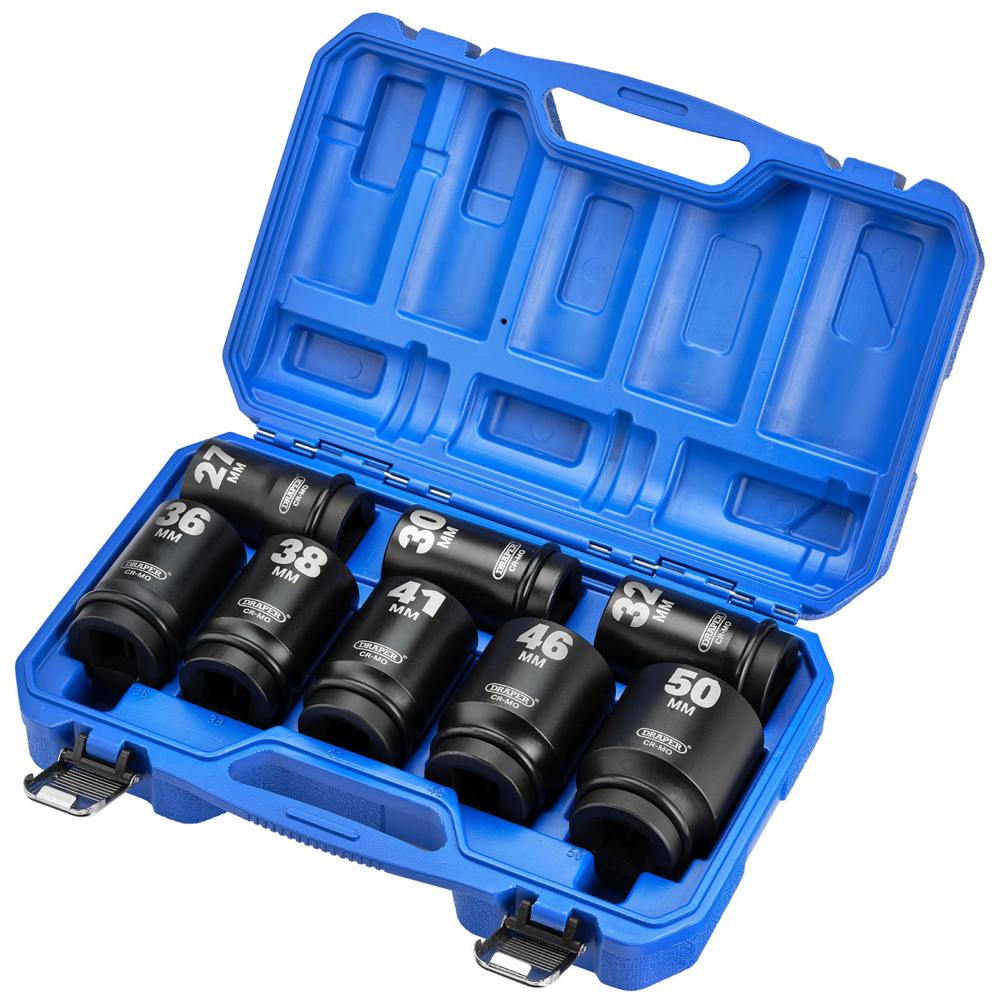Draper HI TORQ 8 Piece 1" Drive Hexagon Impact Socket Set