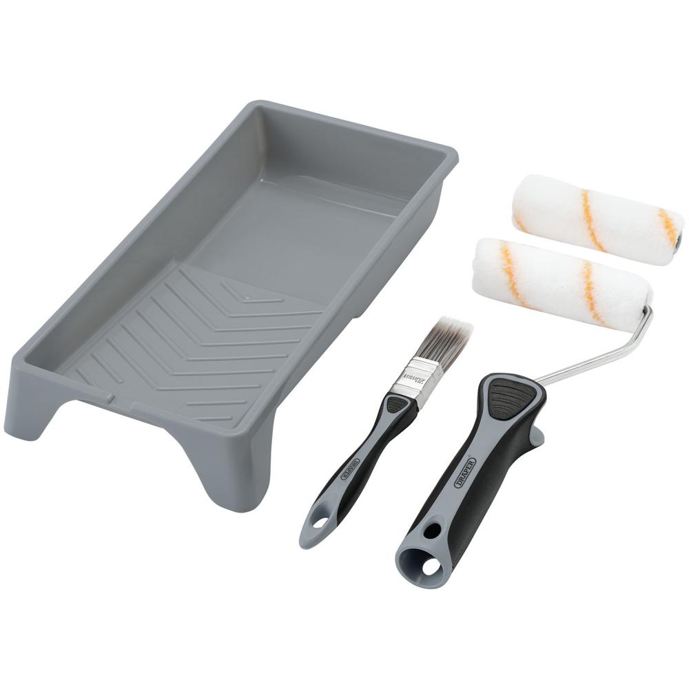 Draper 5 Piece Medium Pile Polyester Paint Roller Tray and Brush Set