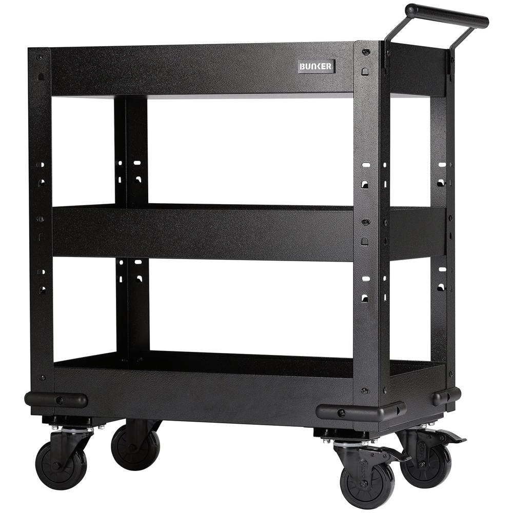 Bunker Modular 3 Tier Pull Handle Tool Trolley Black