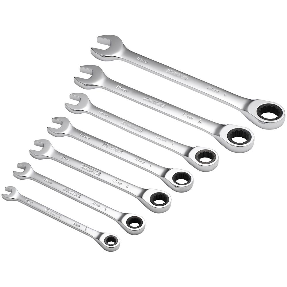 7 Piece Ratchet Combination Spanner Set Metric
