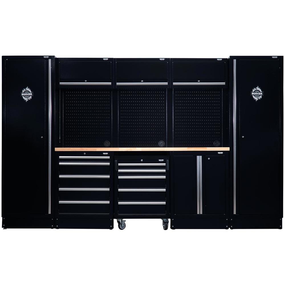 Bunker Black/Grain 16 Piece Modular Wooden Worktop Storage Combo
