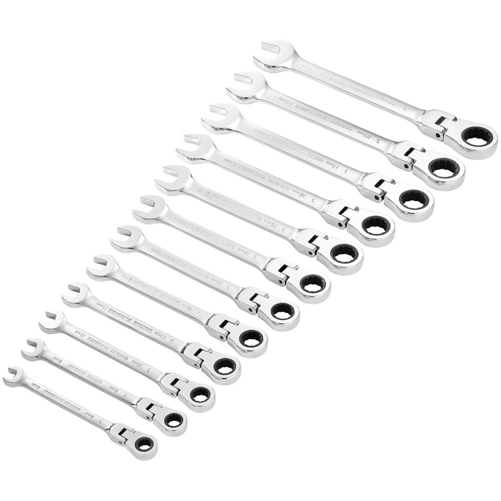 Click to view product details and reviews for Draper Hi Torq 12 Piece Flexible Head Ratchet Combination Spanner Set.