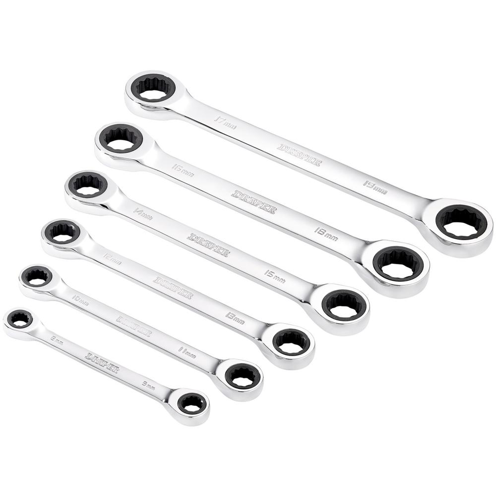 Draper Hi Torq 6 Piece Double Ratchet Ring Spanner Set