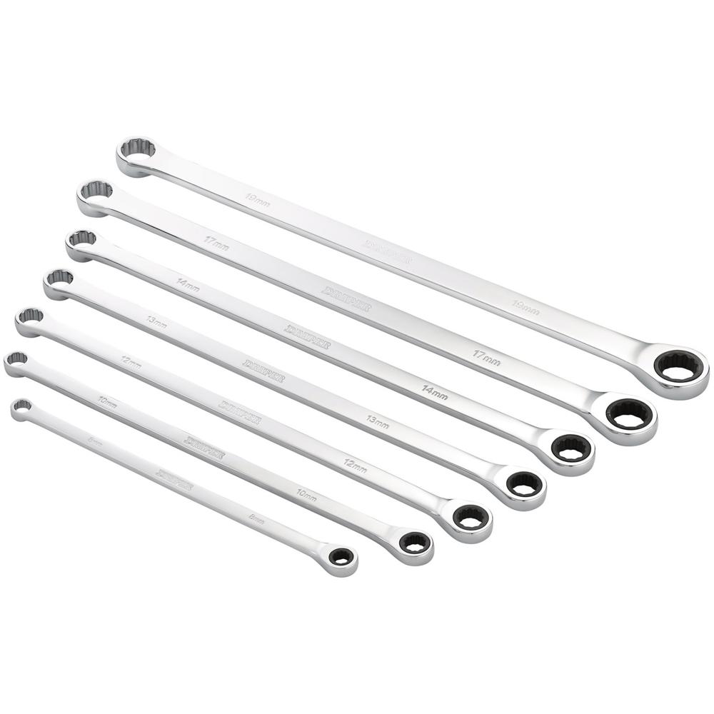 Hi Torq 7 Piece Extra Long Double Ring Ratchet Spanner Set