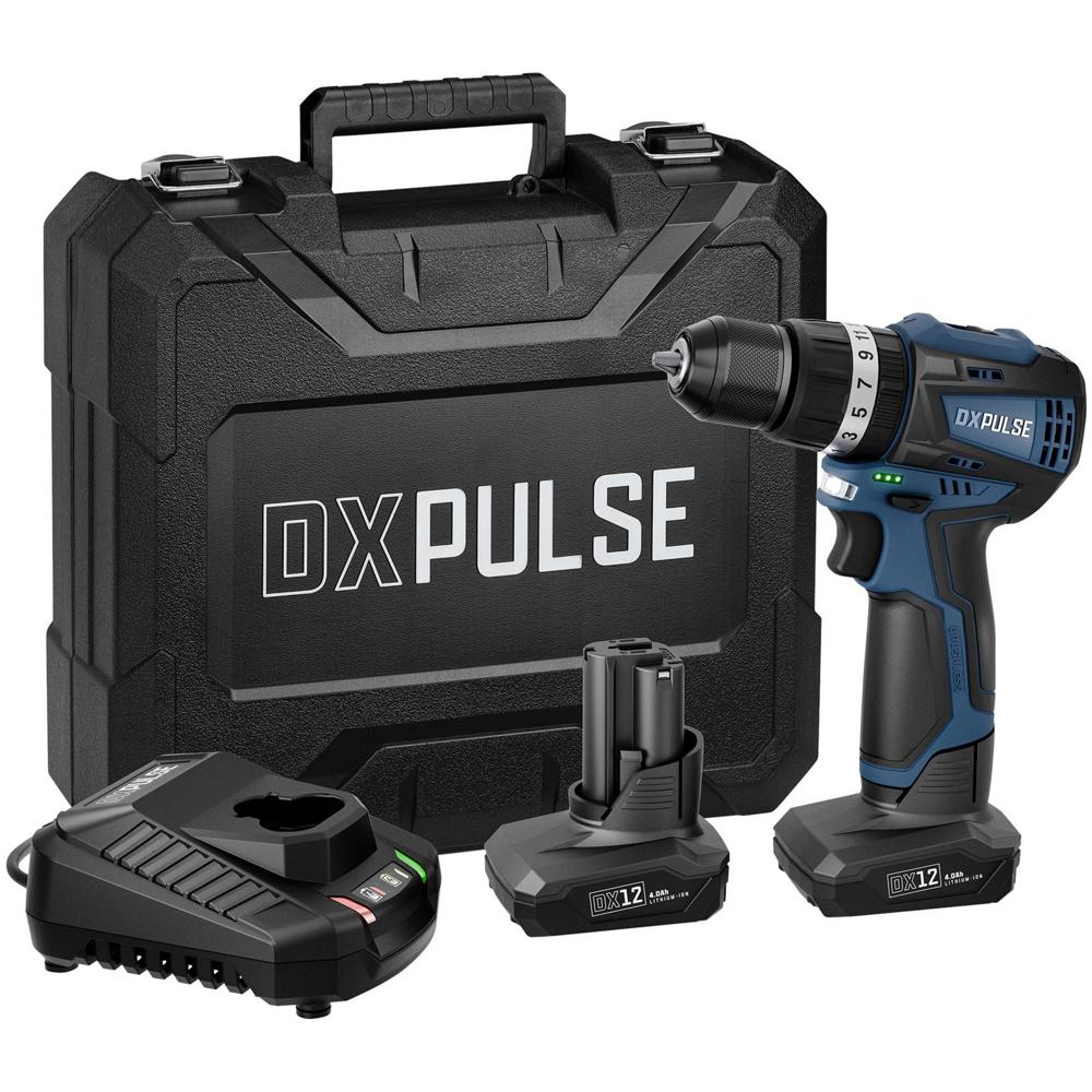 Draper Dxpulse 12v Cordless Brushless Combi Drill 2 X 4ah Li-ion Charger Case