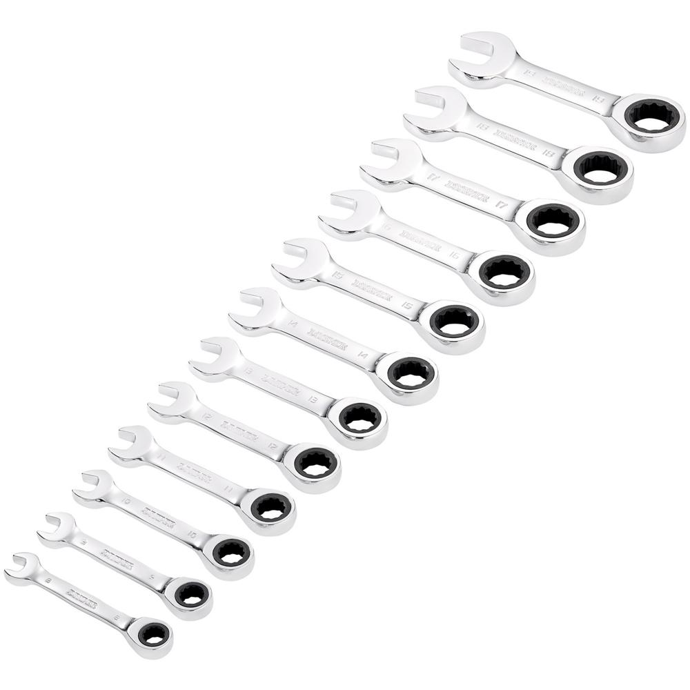 Click to view product details and reviews for Draper Hi Torq 12 Piece Stubby Ratchet Combination Spanner Set.