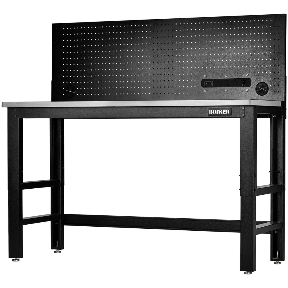Stainless Steel Worktop Workbench and Power Pegboard