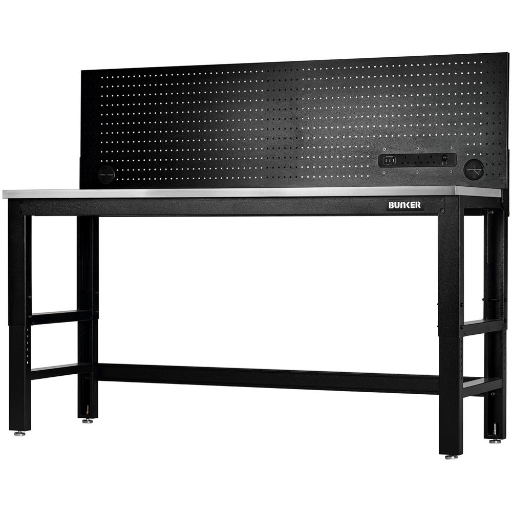 Stainless Steel Worktop Workbench and Power Pegboard