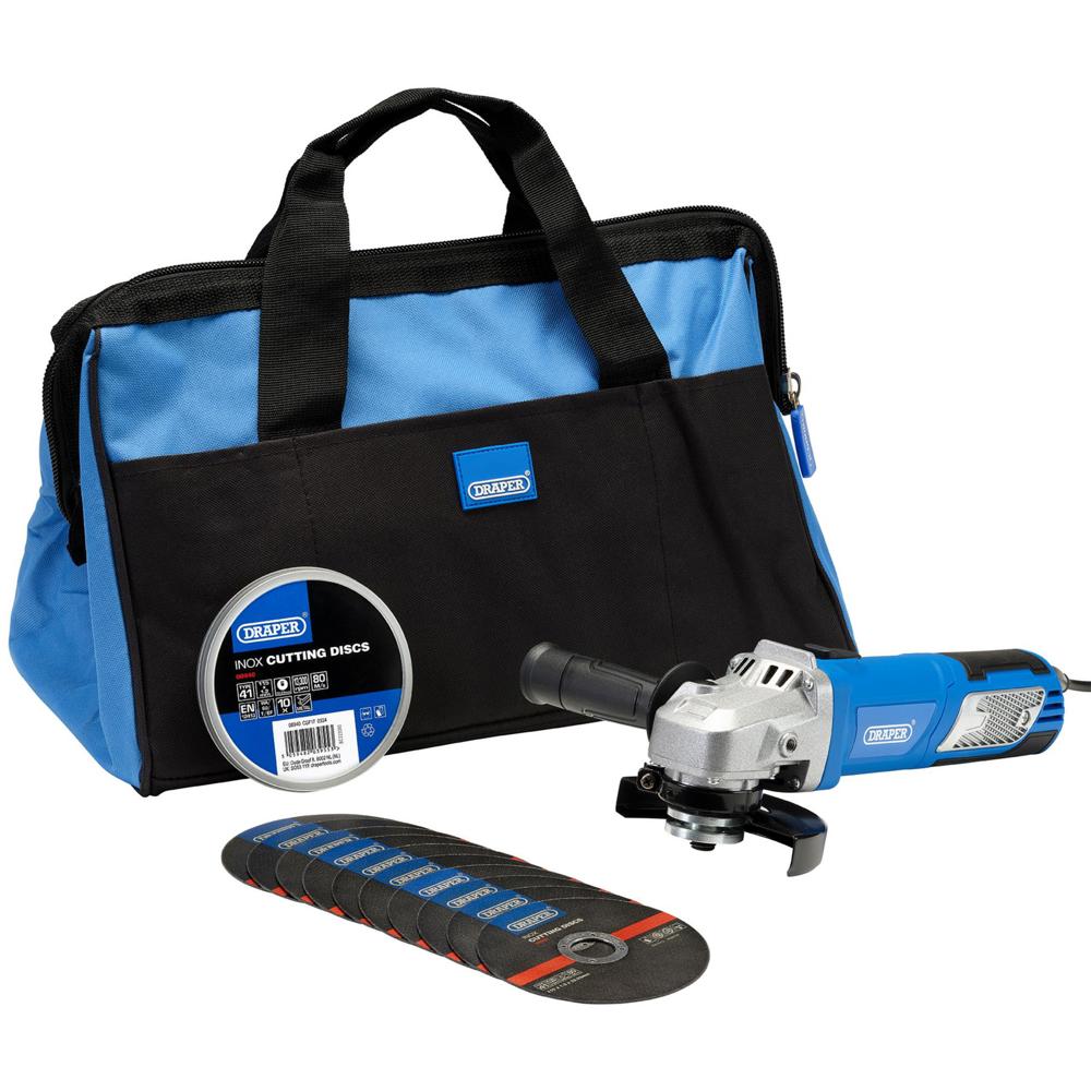 Draper Ag750/115D Angle Grinder 115Mm And Cutting Discs Kit
