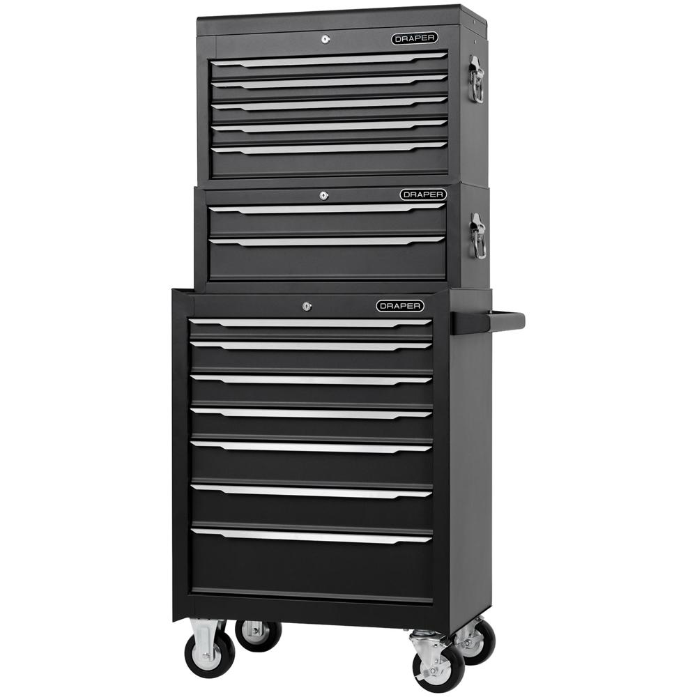 Draper 14 Drawer Roller Cabinet and Tool Chest Combination Black