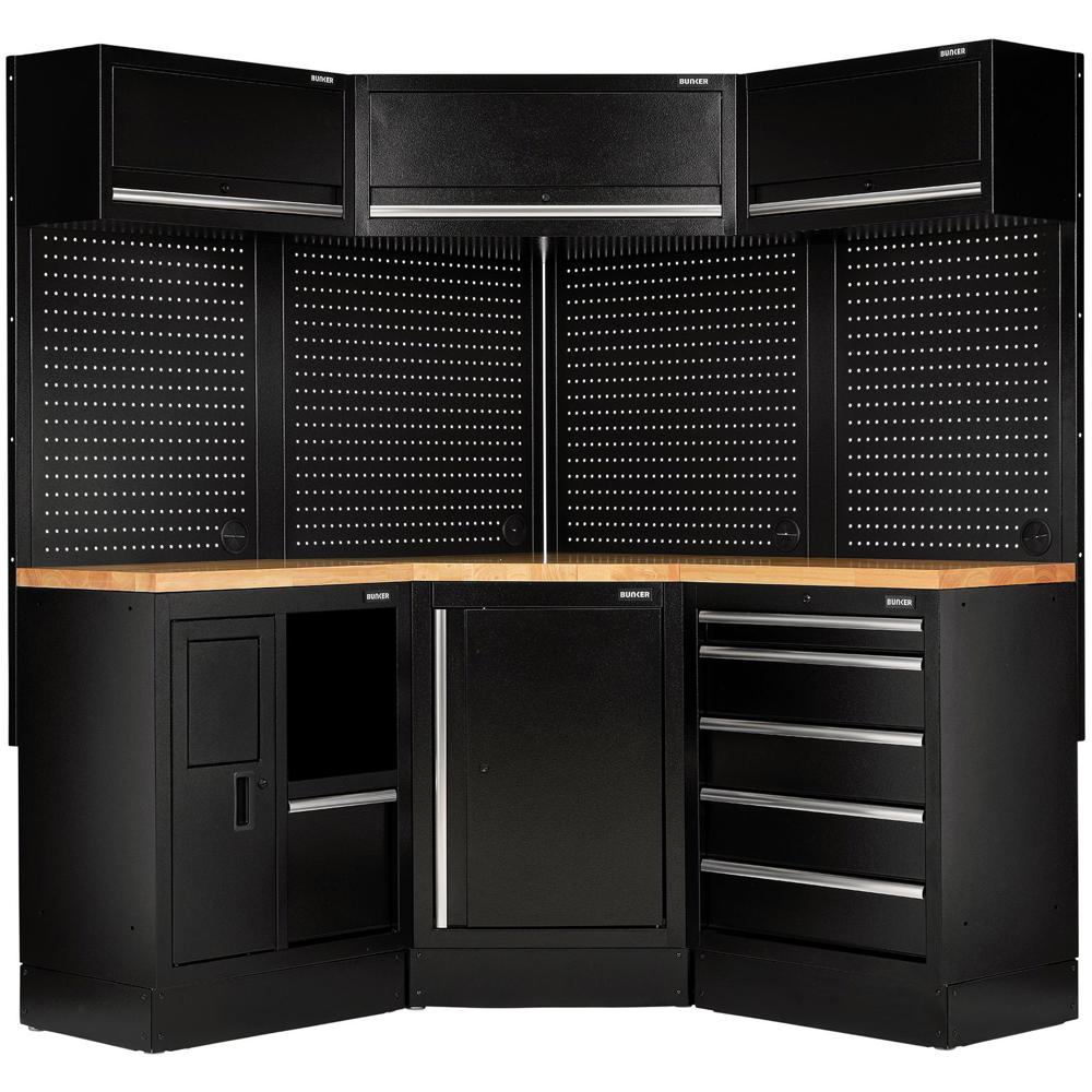 Bunker 18 Piece Hardwood Worktop Modular Storage System Corner Combo