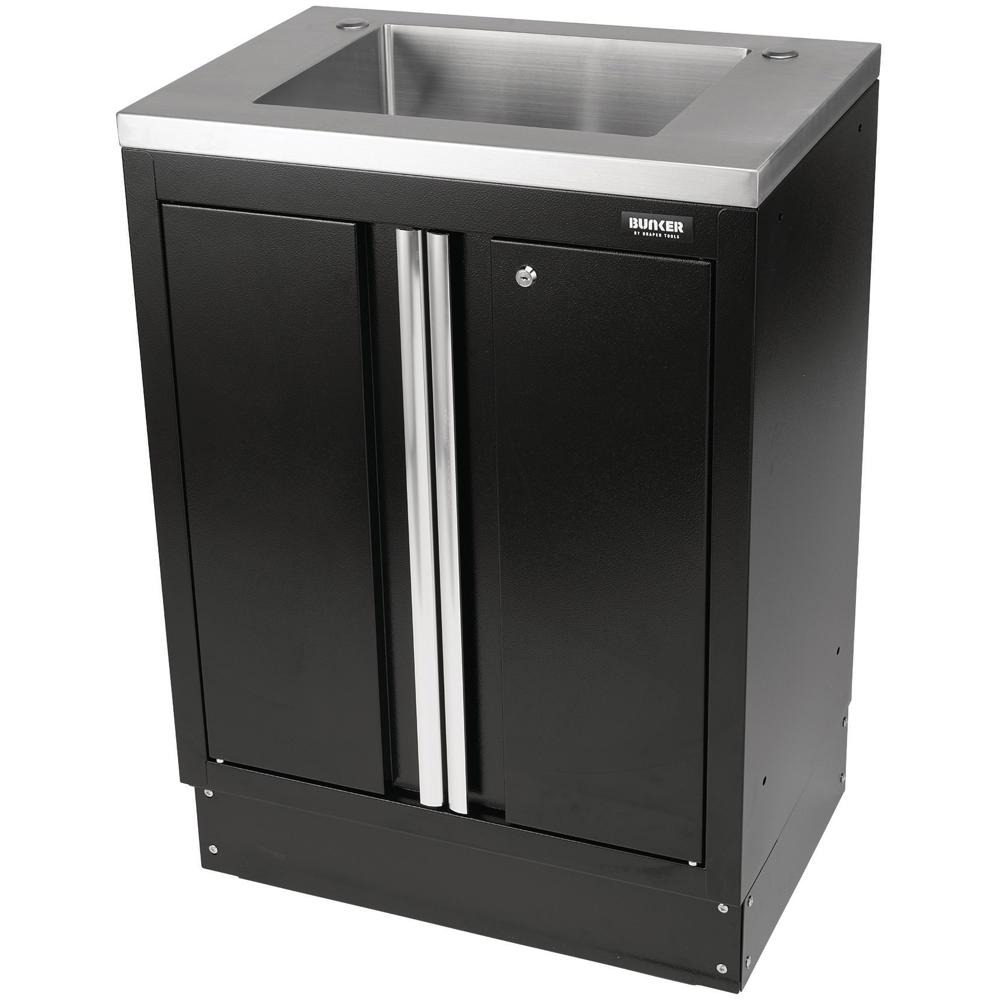 Bunker Modular 2 Door Floor Cabinet and Sink Black