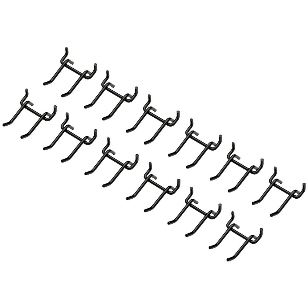 Bunker Black Double Pegboard Storage Hooks