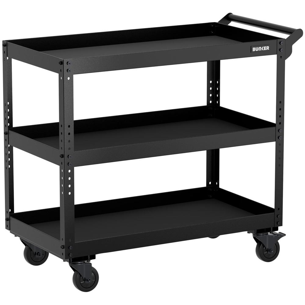 Bunker 3 Tier Utility Service Cart Black