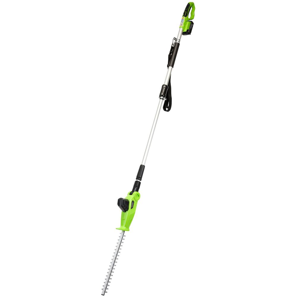 Draper 18dgac06 18v Cordless Telescopic Pole Hedge Trimmer 410mm 1 X 2ah Li-ion Battery Charger