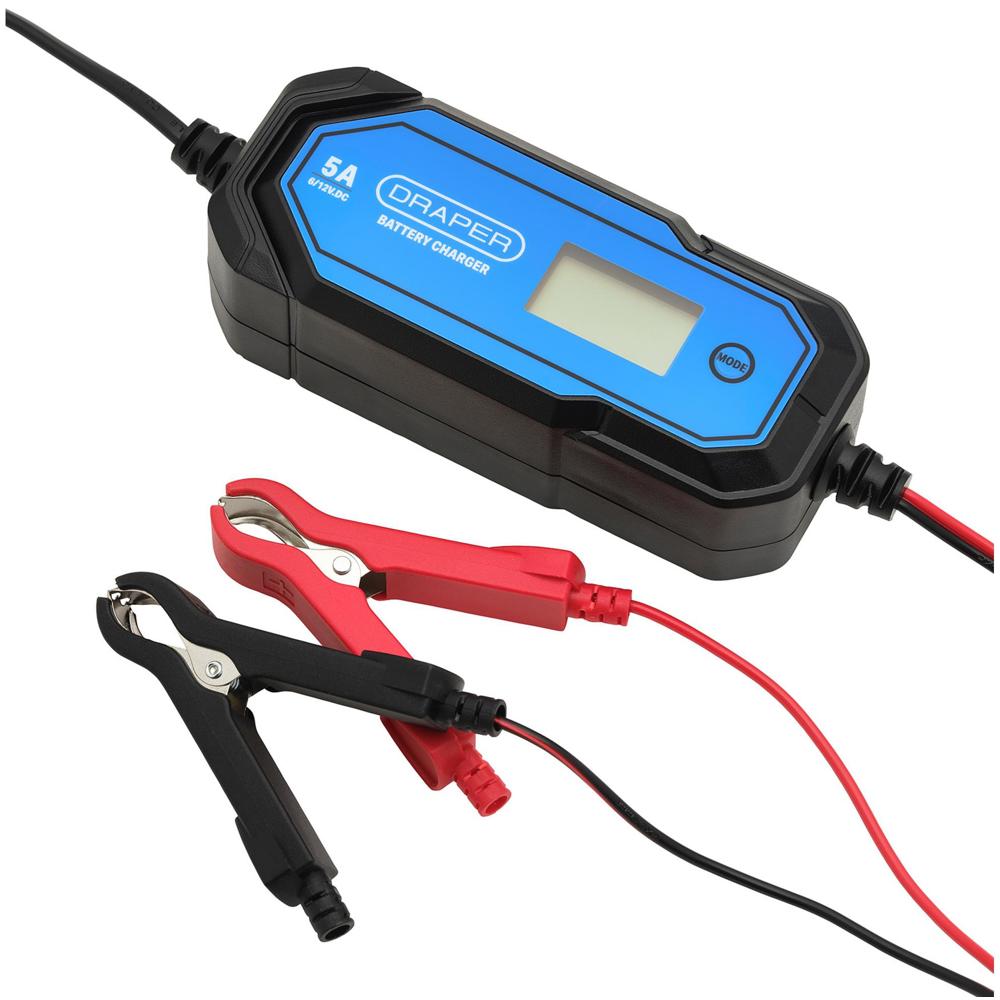 Draper BCLCD5 5A 6/12V Smart Battery Charger LCD