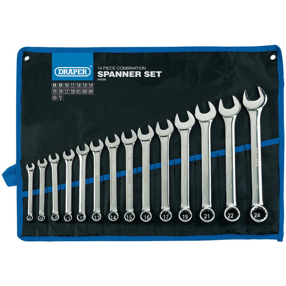 Draper 14 Piece Hi Torq Combination Spanner Set Metric