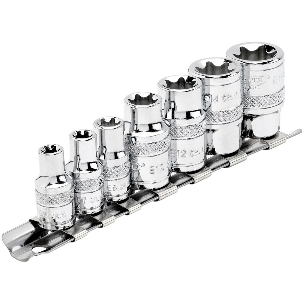 Draper 7 Piece Combination Drive Torx Socket Set Combination