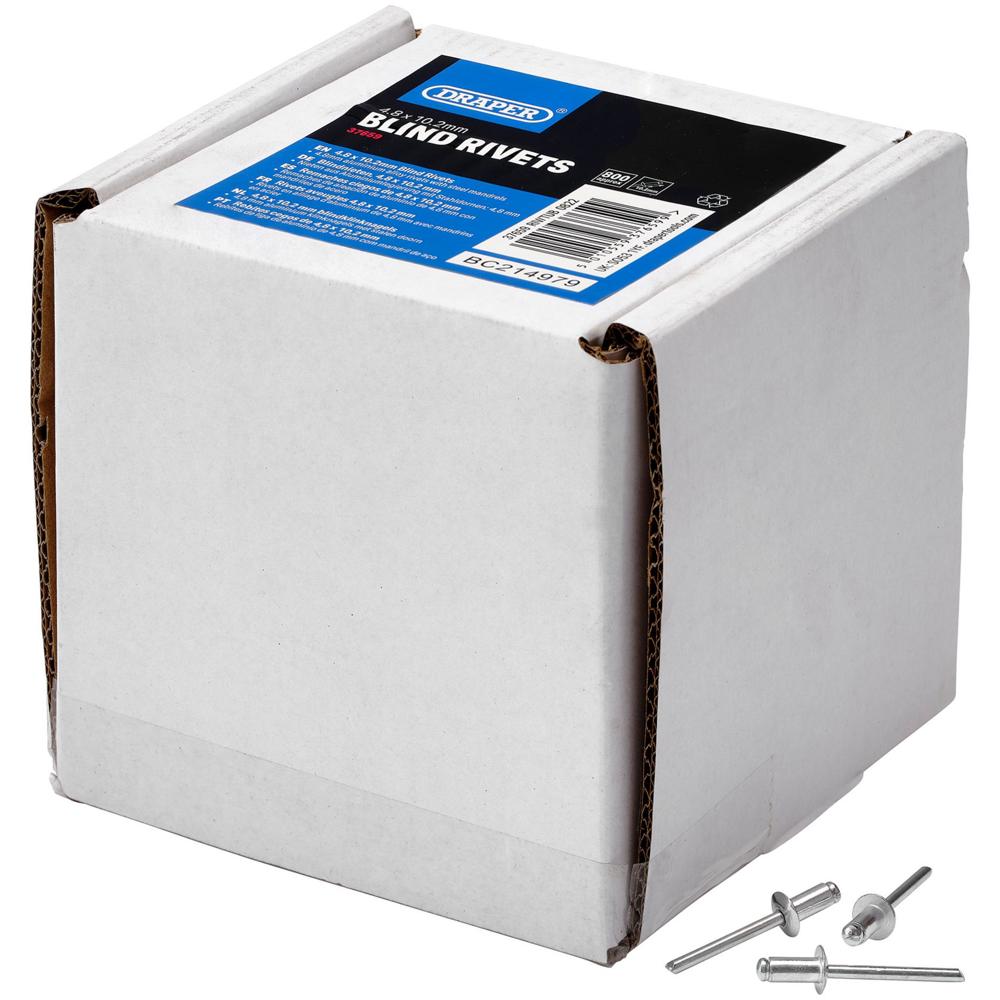 Draper Aluminium Pop Rivets 4.8mm 10mm Pack of 800