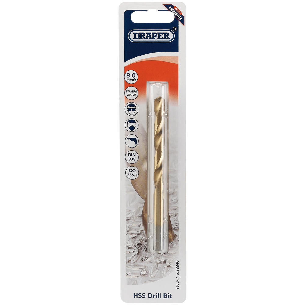 Draper Hss Titanium Coated Drill Bit 8mm Pack Of 1