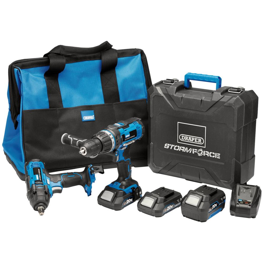 Storm Force 2 Piece 20v Cordless Workshop Power Tool Kit