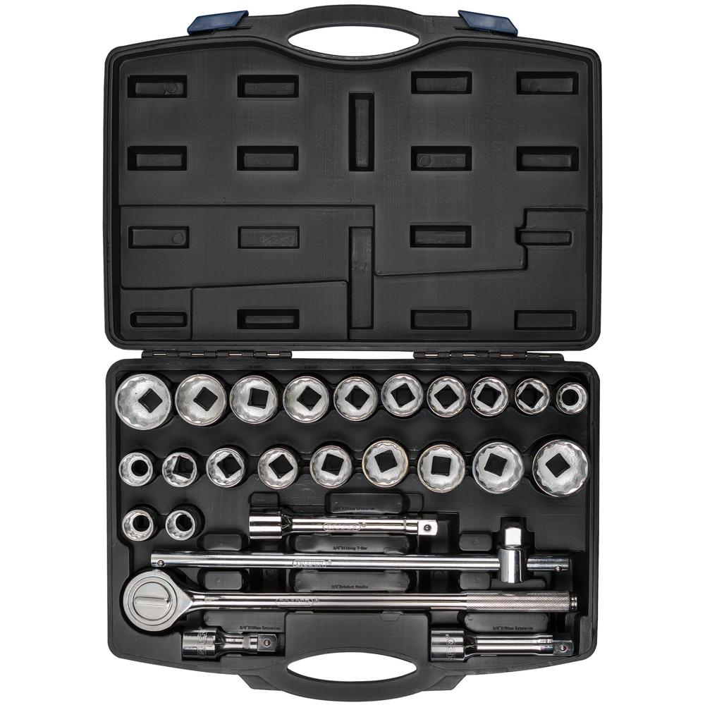 26 Piece 3/4" Drive Bi Hex Socket Set Metric and Imperial