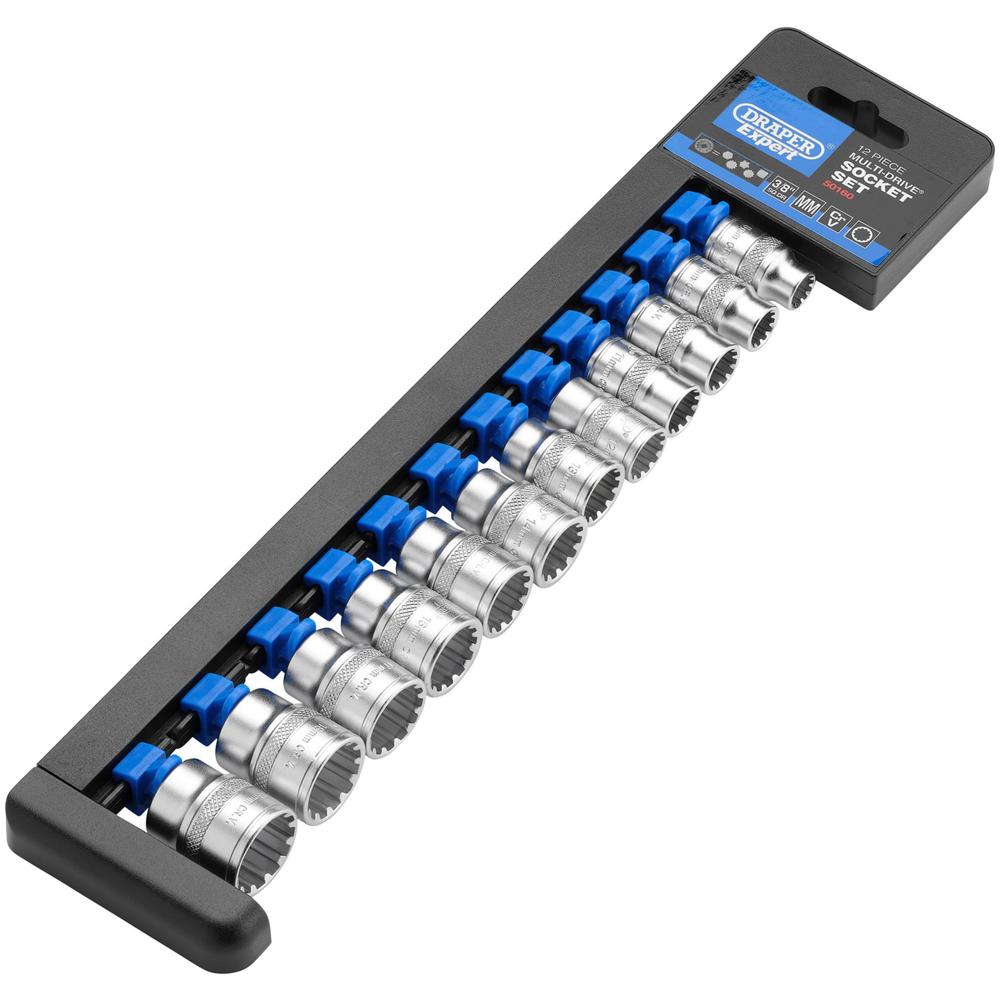 Draper 12 Piece 3/8" Drive Bi Hex Multi Drive Socket Set Metric 3/8