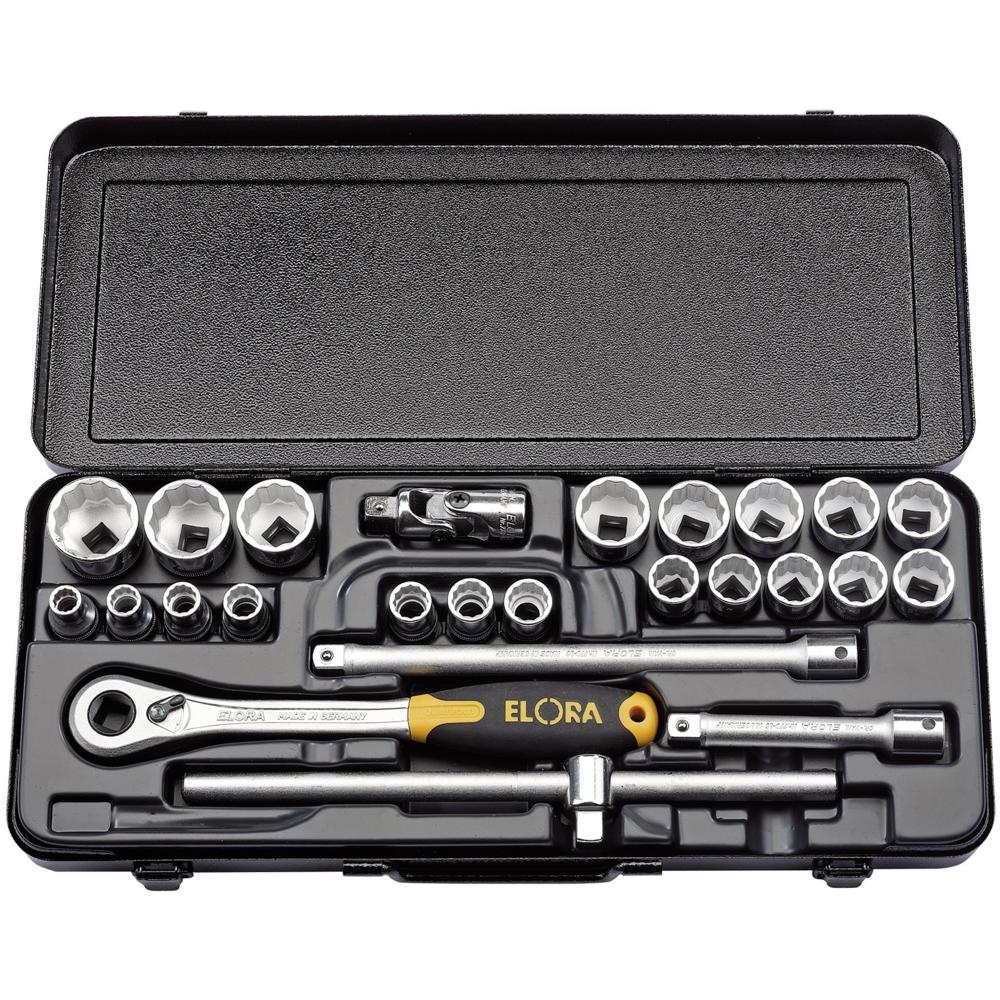 25 Piece 1/2" Drive Bi Hex Socket Set Metric