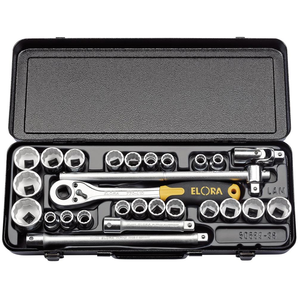 Elora 28 Piece 1/2" Drive Bi Hex Socket Set Metric and Imperial 1/2