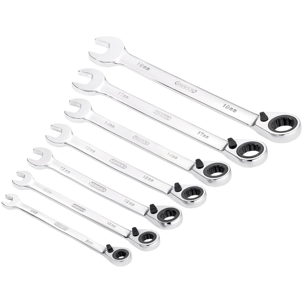 7 Piece Ratchet Combination Spanner Set Metric