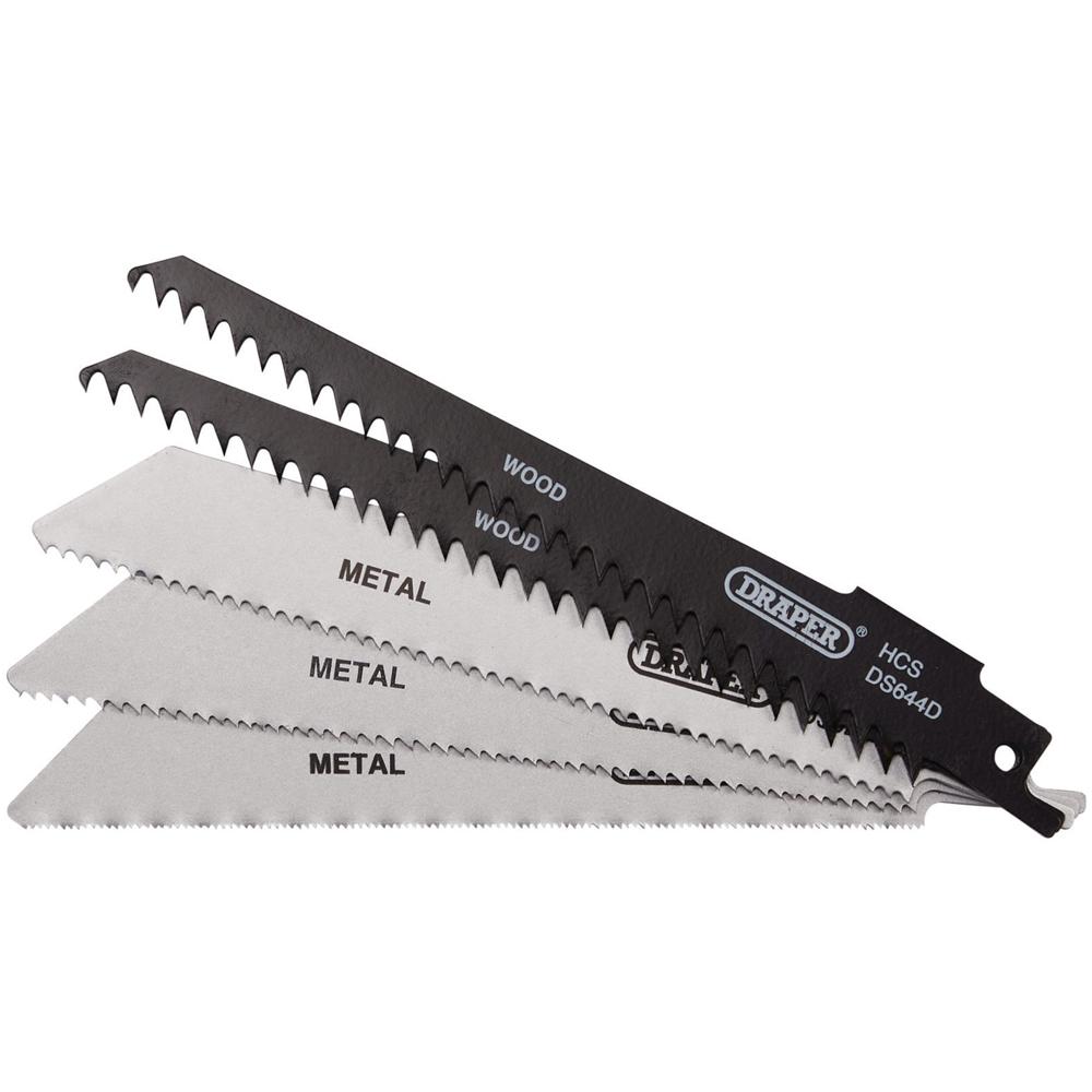 5 Piece Wood and Metal Cutting Reciprocating Sabre Saw Blade Set