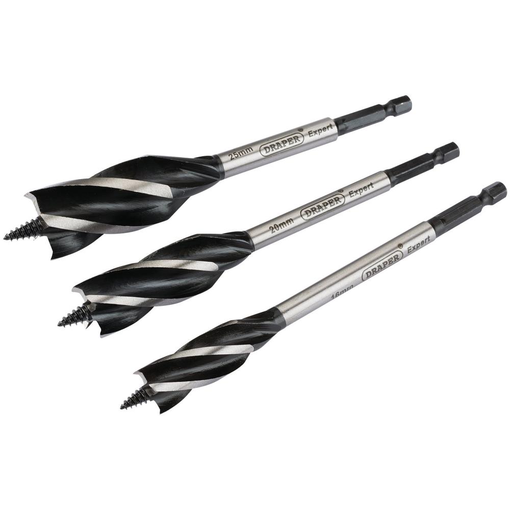 3 Piece 4 Fluted Wood Auger Bit Set