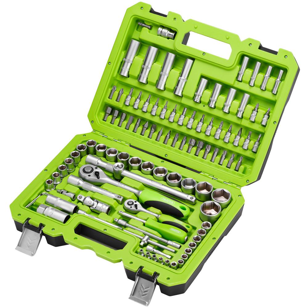 Draper 100 Piece 1/4" and 1/2" Drive Screwdriver and Socket Set Combination