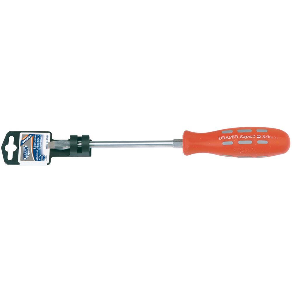 Draper Expert Mechanics Soft Grip Flared Slotted Screwdriver 8mm 150mm
