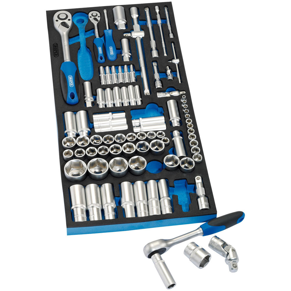 84 Piece 1/4" 3/8" 1/2" Drive Socket Set In Eva Insert Tray