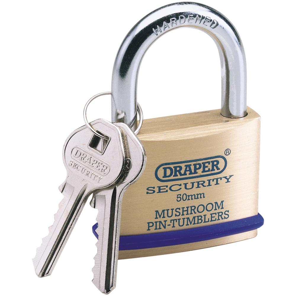 Draper Solid Brass Padlock 50mm Standard